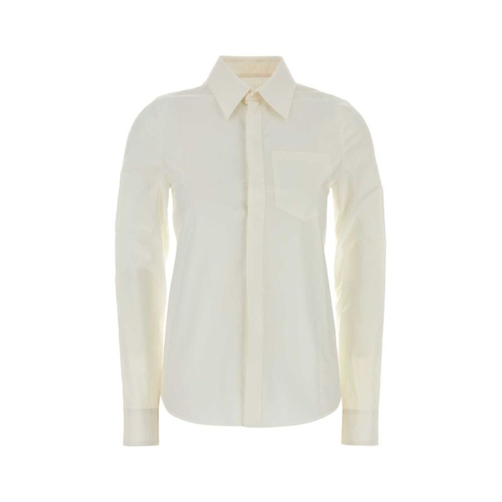Mm6 Maison Margiela Women White Poplin And Stretch Knit Shirt
